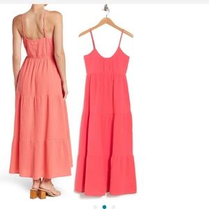 Socialite Coral gauze maxi dress